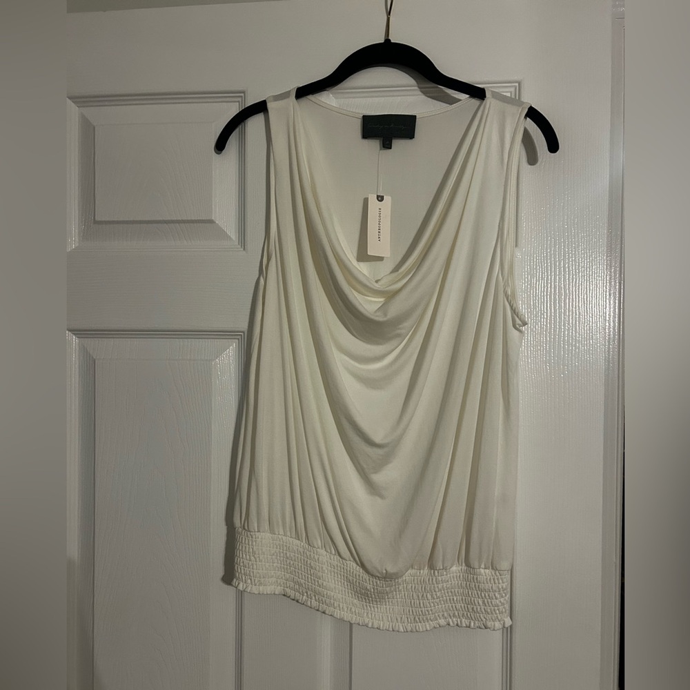 NWT Anthropologie white sleeveless cowl neck top.  Medium.